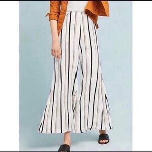 Anthropologie Ett:twa women's White Striped Wide Leg Boho Flowy Pants Size 0